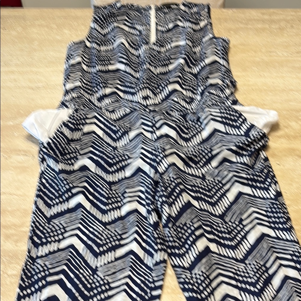 J. Crew Navy and White Patterned Dress-NWOT-No Flaws - Picture 6 of 12